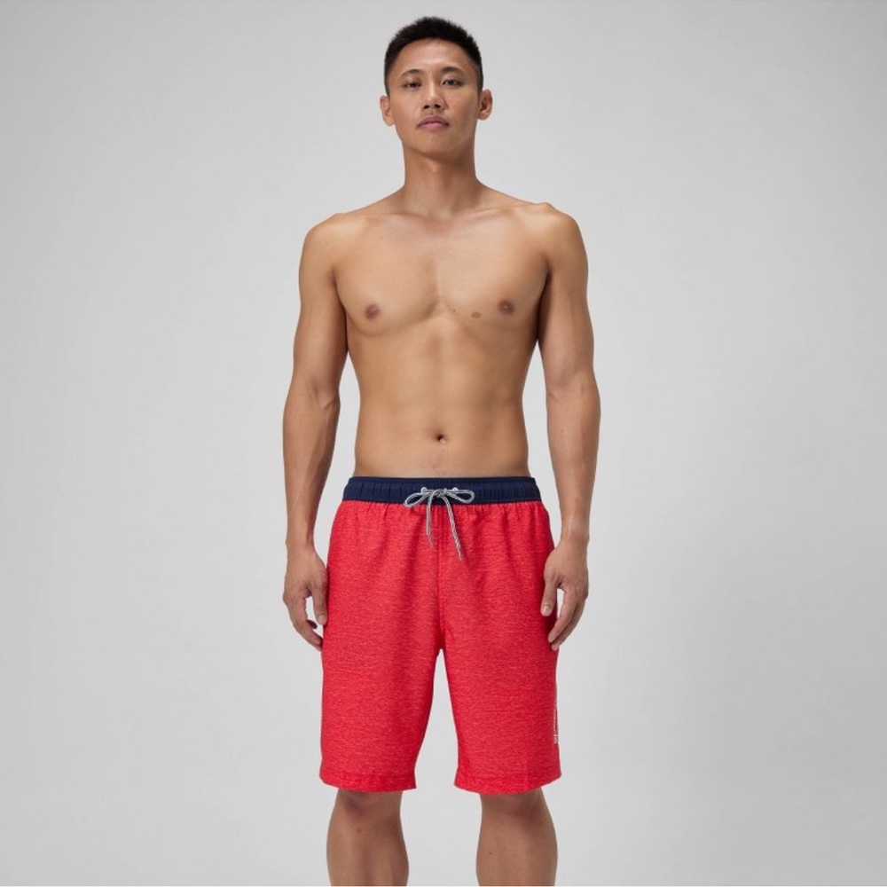 Men’s 9” Speedo Shorts- Mesh liner- Heathered Red -